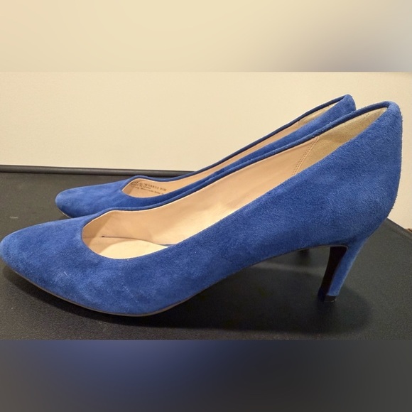 Elegant Blue Cole Haan Suede Pumps Party Wedding Guest Formal Semi Formal Chic - Picture 1 of 9
